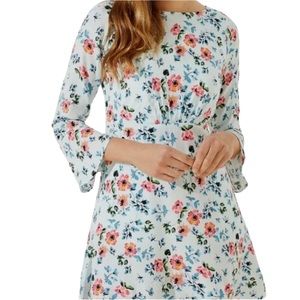 Loft Floral Bell Sleeve Tie Back Dress